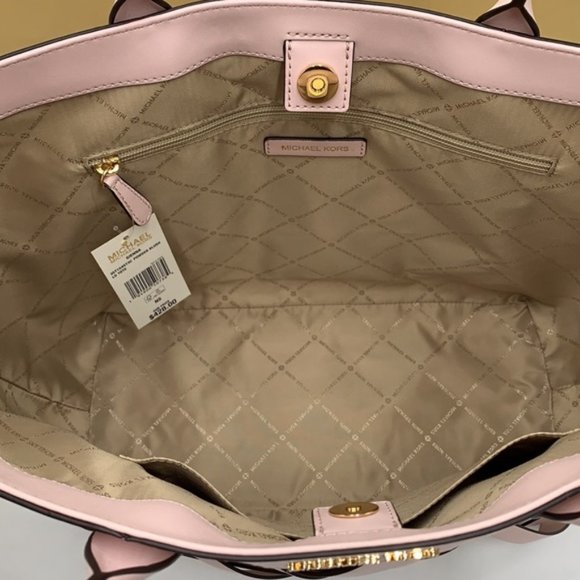 Michael Kors Sienna Large Tote Shoulder Bag Powder Blush Leather Canvas - Picture 9 of 16